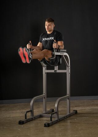 Тренажер XMark Fitness для вертикального підйому колін, з брусами та станцією для віджимань, багатофункціональний VKR для тренування пресу та м'язів корпусу