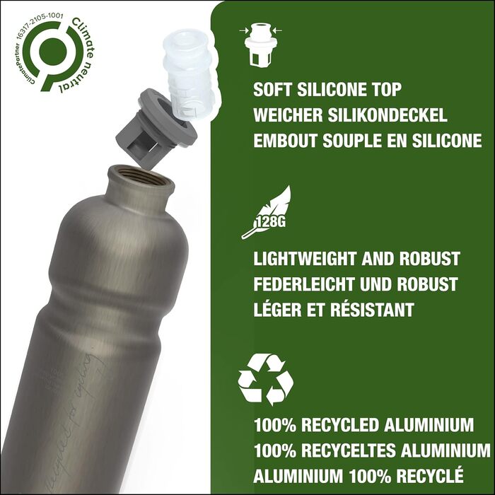 Пляшка для води SIGG Alu Sport 0,75 л, легка, BPA-free, сертифікат KlimaPartner, Швейцарія, колір «Geräucherte Perle»