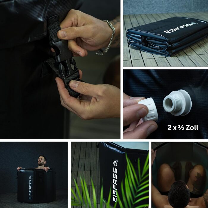 Eisfass Easy 2.0 – Преміум крижаний бак для відновлення та концентрації – Складаний бак з ізоляцією, кришкою та стабільною конструкцією (Ø 75 см × 70 см H) Без аксесуарів