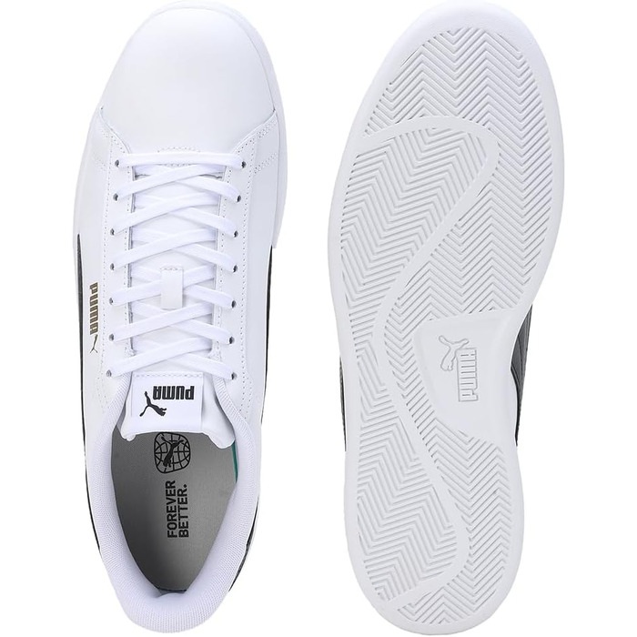 Чоловічі шкіряні кросівки Puma Smash 3.0 L чорні (White Black Gold), 37 EU
