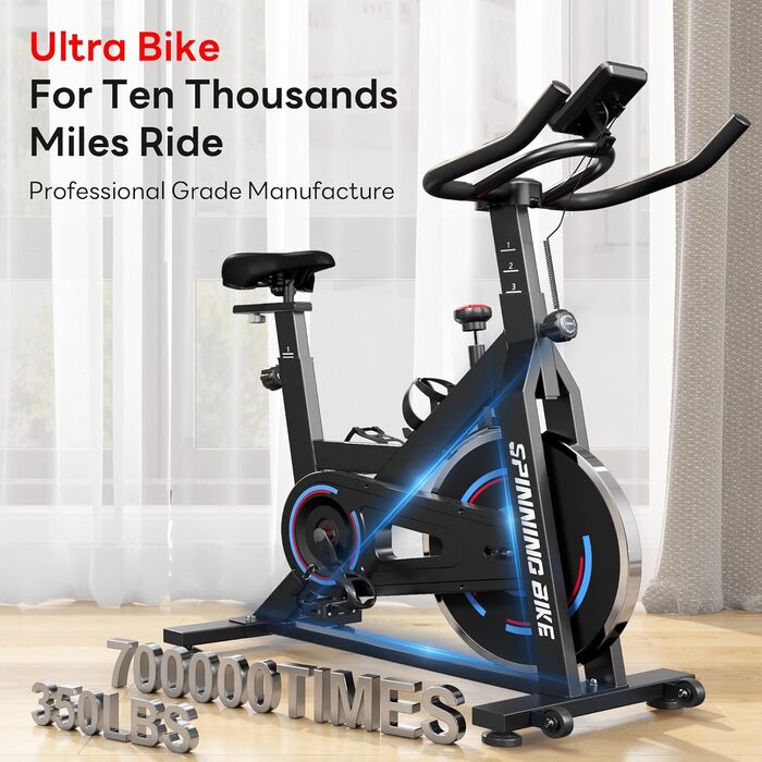 Шосений велотренажер Soges з магнітним опором, спінінг-байк, фітнес-велосипед з монітором пульсу та LCD-дисплеєм, підставка для планшета, до 150 кг, чорний