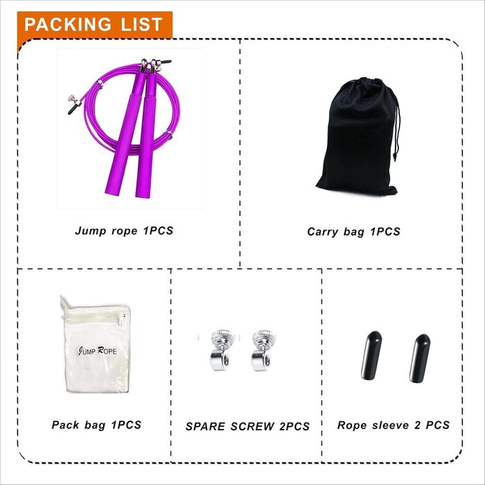 Стрибкова скакалка Speed Jump Rope з поворотним підшипником 360°, регульоване сталеве тросик, алюмінієва ручка з антиковзаючим покриттям – для фітнесу, боксу, спортивних вправ, підходить для дітей та дорослих, фіолетовий