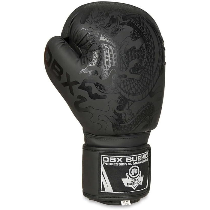 Боксерські рукавички DBX BUSHIDO Black Dragon 12oz для спарингів, кікбоксингу, бойових мистецтв, чорні
