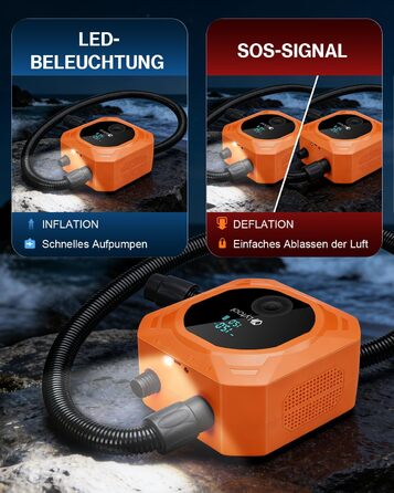 Електричний акумуляторний насос для SUP Lytool 50 PSI, компресор 12V DC та Type-C з функцією автостопу та LED-підсвіткою для сапбордів, човнів, каяків та кайтсерфінгу