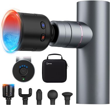 Масажер для м'язів Cotsoco з підігрівом та охолодженням, перкусійна масажна пістолета, глибоке розслаблення м'язів, портативний, сірий