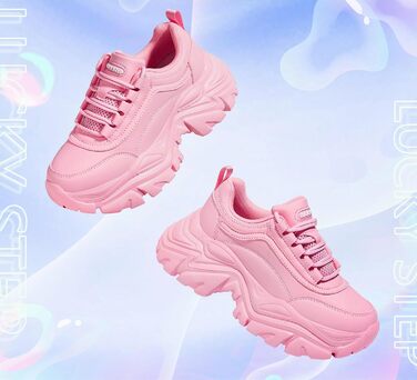 Кросівки жіночі LUCKY STEP Chunky на платформі, рожеві, 37 EU - зручні кеди на підборах