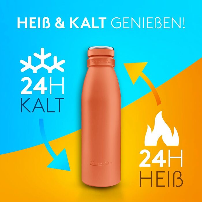 Фляга з нержавіючої сталі 1 літр - Термофляга з подвійним ізолятором, без BPA, для газованої води, миється в посудомийній машині (Коралл)