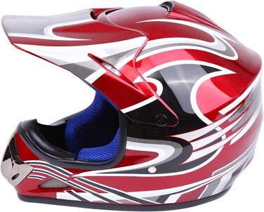 Шолом Samger DOT для дітей та підлітків, Motocross, Off Road, Dirt Bike, ATV, мотоциклетний, комплект з рукавичками та окулярами (L, Червоний)