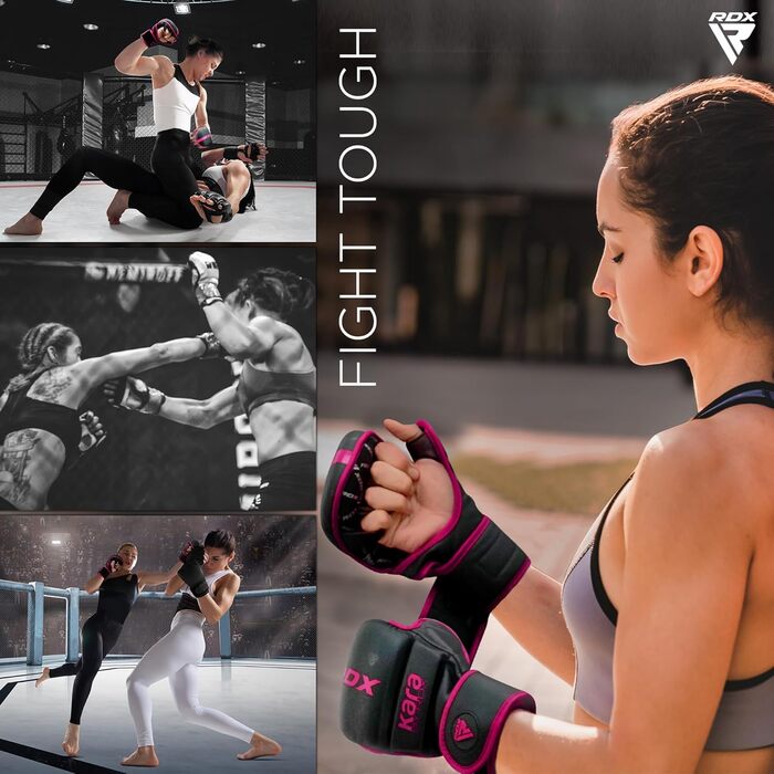 RDX MMA рукавички для бойових мистецтв, рожеві, XS-S, шкіра Maya Hide, для греплінгу, спарингу, муай тай, кікбоксингу, фріфайту та боксу