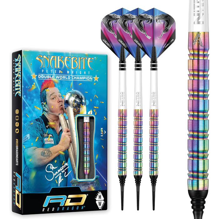 Професійний дартс-набір RED DRAGON Peter Wright Snakebite 1, вольфрам, 18 г, з крилами і стрижнями