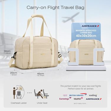 Спортивна сумка-рюкзак для ручної поклажі Wizzair/Vueling 40x30x20, водонепроникна, для подорожей, фітнесу (Бежевий+чорний)