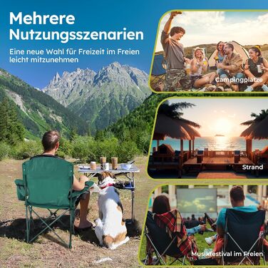 HIGH POINT SPORTS: 2 шт. складні стільці для риболовлі та відпочинку на природі. Зручні складні стільці для кемпінгу, риболовлі, саду та відпочинку. Макс. навантаження 120 кг, з підстаканником та відділенням для охолодження.