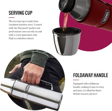 Термос Thermos Stainless King 1200 мл, нержавіюча сталь, силікон, пластик, колір малиновий