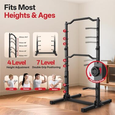 JOROTO Турнік-Штанга Power Tower, Регульована Висота, 5-в-1, для Дома, 172 кг, Безкоштовні Віджимання та Підтягування