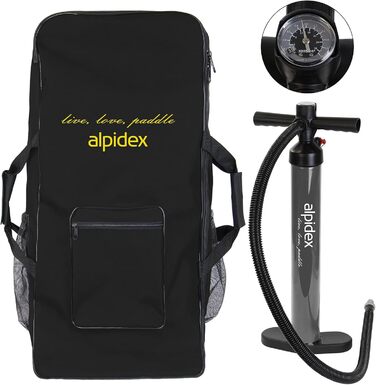 Надувна SUP-дошка ALPIDEX 320x76x15 см, до 200 кг, комплект: весло, плавники, насос, ремінець, рюкзак, ремкомплект, легка та міцна