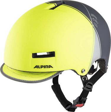 Велосипедний шолом ALPINA GRUNERLOKKA з LED підсвіткою, легкий, з кріпленням для навушників і сонцезахистом, для дорослих, сірий, 52-57 см