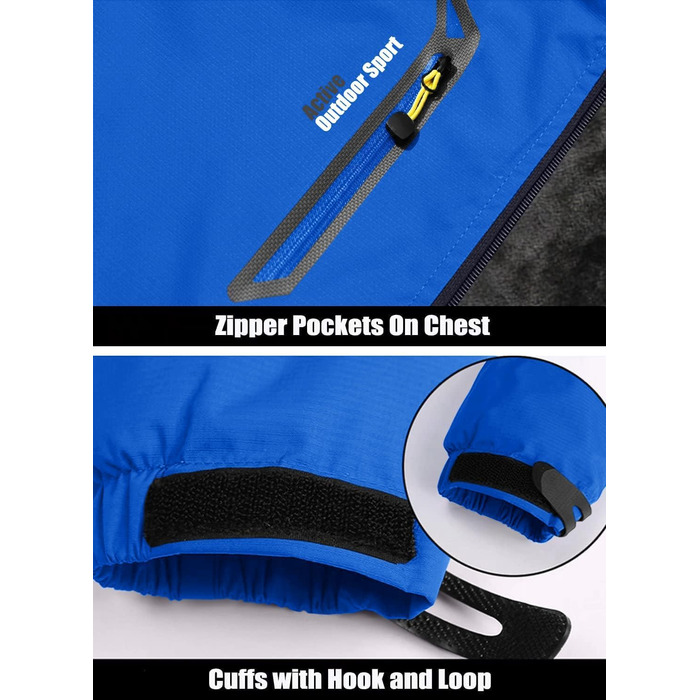 MAGCOMSEN Куртка зимова чоловіча тепла з підкладкою, водонепроникна, для катання на сноуборді, для активного відпочинку, робоча куртка з капюшоном, блакитна L