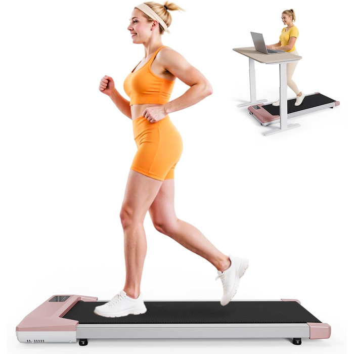 Walking Pad Lacuffy 2.5 HP: біговий доріжки для дому зі столом та Smart App, до 136 кг (Золотий, 80 см)