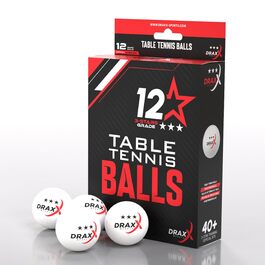 Набір тенісних кульок для настільного тенісу, 12 шт, 3 зірки, 40+ | Білі кульки з ABS пластику, для тренувань, змагань, в приміщенні та на вулиці