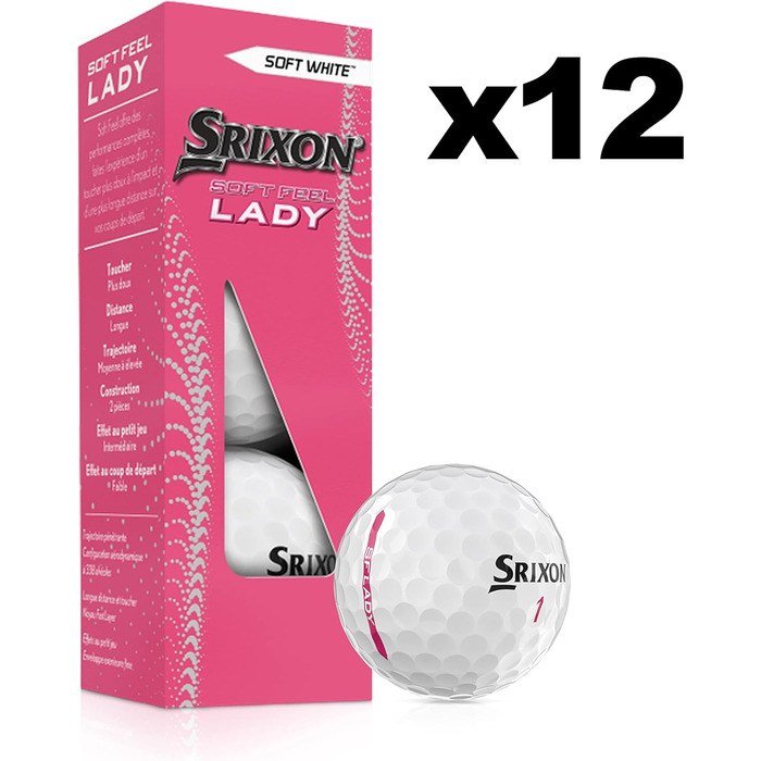Гольф-м'яч Srixon Soft Feel Lady 8 & 9 для жінок | Низька компресія, простий високий старт | М'яка текстура | Ідеально для помірних замахів та підвищеної точності | Білий (SOFT FEEL LADY8, Білий)