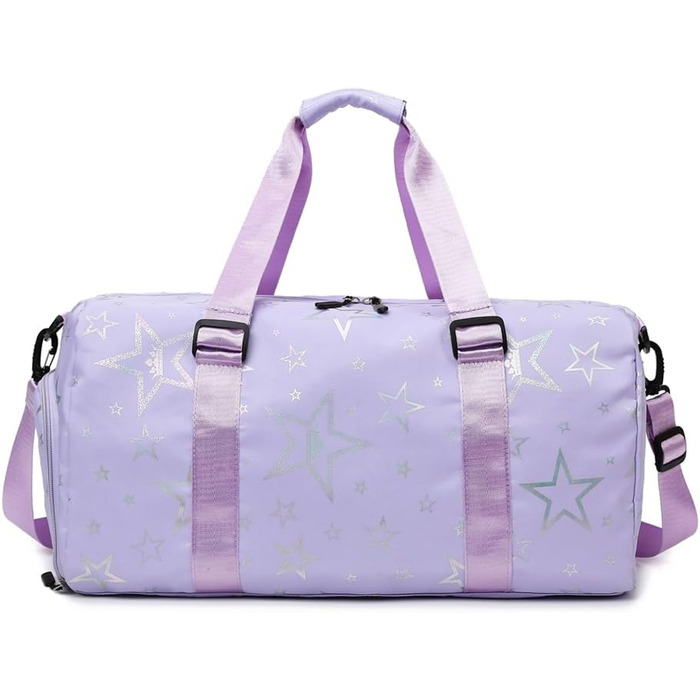 Дитяча спортивна сумка-рюкзак з відділенням для взуття та мокрих речей, спортивна сумка для дівчаток з принтом зірок (зелена, фіолетова)