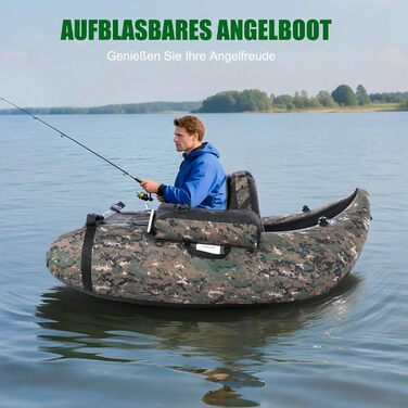 Надувне човен Leadzm для риболовлі, 150 кг, з насосом та тримачами для вудок