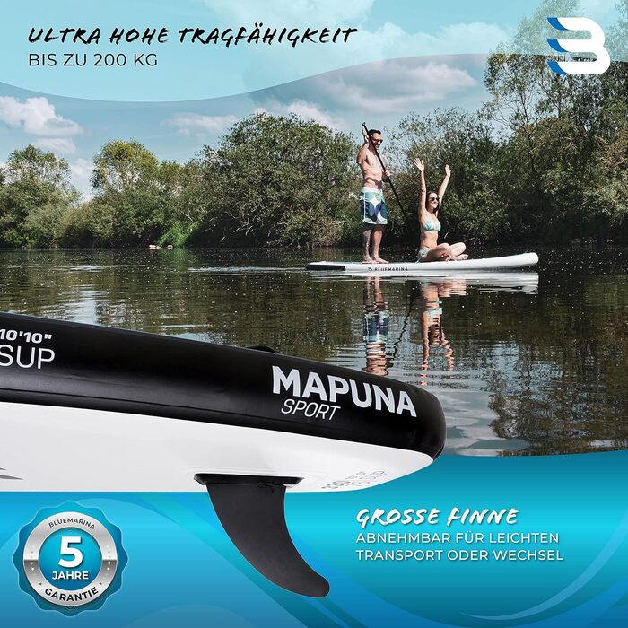 Надувна дошка для SUP Bluemarina Mapuna, 330x76x15 см, до 200 кг, комплект для сапсерфінгу, гарантія 5 років