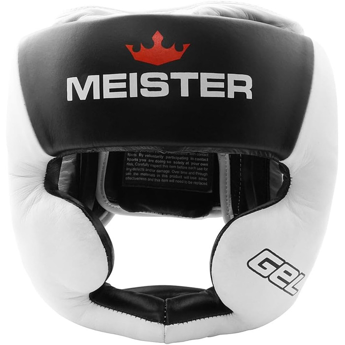 Чоловічий боксерський шолом Meister MMA Gel Fullface для тренувань, біло-чорний, розмір XXL – захист для боксу та муай-тай