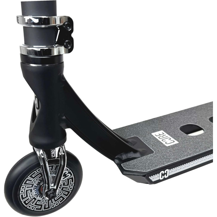 Скутер вілсажний CORE Trick Tretroller 110mm з колесами ABEC 9 для початківців та професіоналів, від 5 років, регульована висота 78-95 см + наліпка Fantic26 (Park CL1 H=86cm, чорний хром)