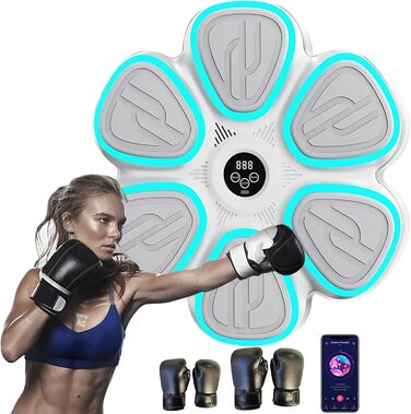 Музична бокс-машина Oamger з LED-підсвіткою, 9 режимів, рукавичками для боксу, Bluetooth та інтелектуальним підрахунком ударів. Для тренувань вдома для дітей та дорослих