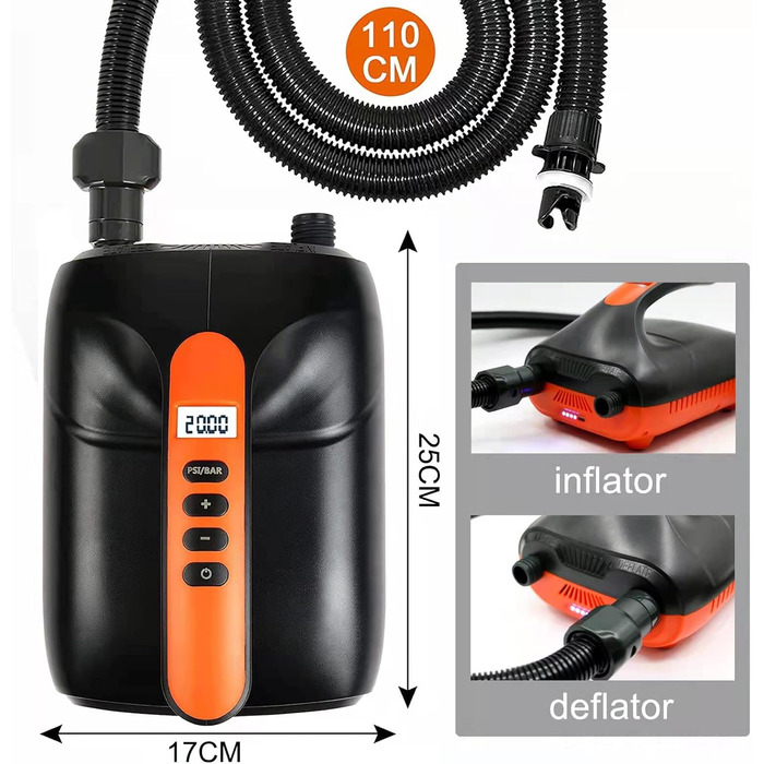 Електричний насос Ruitx для SUP дошки, човни, 20PSI, 12V DC, автоматичне надування, для надувних водних видів спорту