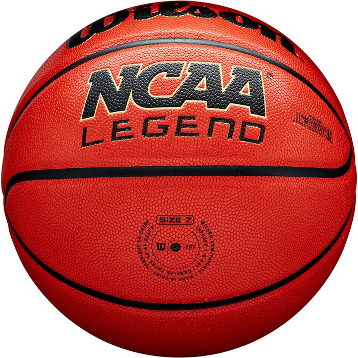 Баскетбольний м'яч Wilson NCAA Legend Orange/Black для гри в приміщенні та на вулиці, 6 шт.