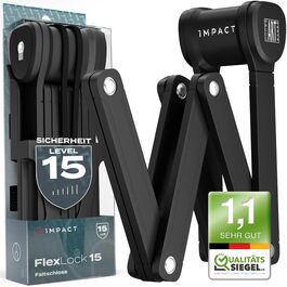 IMPACT® FlexLock 15: Преміальний складний замок для велосипеда - високий рівень безпеки. Зручний замок з рівнем безпеки 15 до 120 см, витримує до 1,5 тонн тяги. З ключем.