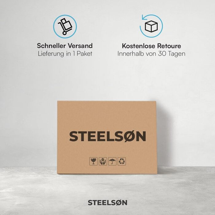 STEELSØN Zennar Складний стіл – Розкладний садовий меблевий набір для тераси, балкона, кемпінгу, 8 осіб, ротанг, чорний