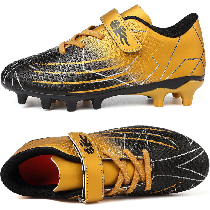 Дитячі футбольні бутси з шипами, професійні, чорно-золоті (35 EU)