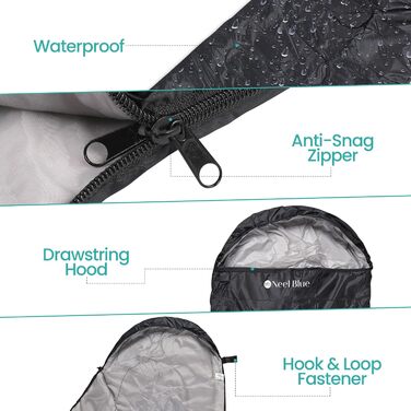 Спальний мішок Mumienschlafsack для дорослих - легкий, компактний, водонепроникний з капюшоном, 220x85 см. Підходить для кемпінгу, походів та подорожей (Чорний)