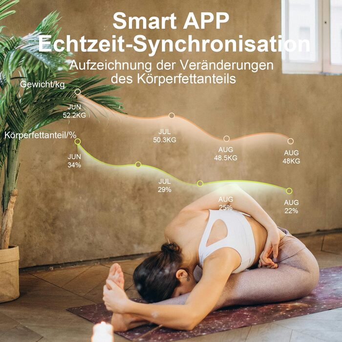 UNIWEIGH Розумна вага для вимірювання ваги тіла, Bluetooth вага для аналізу складу тіла, BMI, жир, м'язи, білок, максимальне навантаження 180 кг