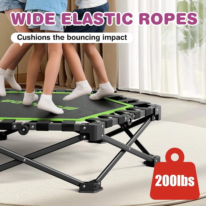 Трамплін для фітнесу MOMODA складаний, з ручкою, діаметр 106 см, зелений. Підходить для дітей та дорослих.