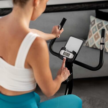Велотренажер Hop-Sport HS-045H EOS для дому, компактний, з пульсометром, тримачем для планшета, тренувальним комп’ютером, до 120 кг, сірий