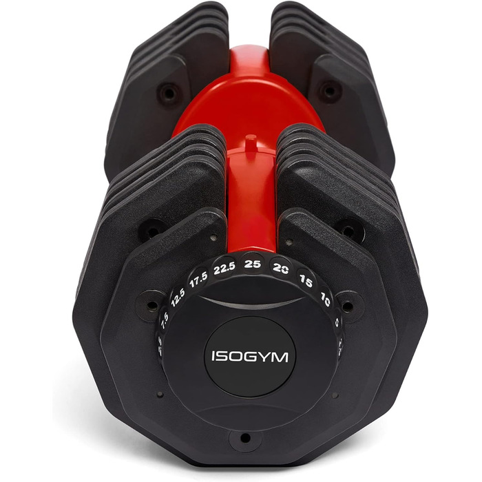 Регульована гантеля ISOGYM 2,5-25 кг, швидке перемикання ваги, безпечний механізм, для бодібілдингу та фітнесу вдома