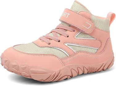 Дитячі трекінгові черевики для ходьби та туризму. Водонепроникні кросівки для дівчаток та хлопчиків. Зручні та легкі черевики на липучці. Розмір 33 EU, колір рожевий.