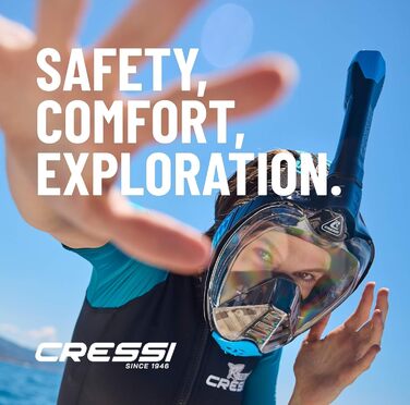 Маска Cressi Bali для снорклінгу Full Face з кріпленням для камери - 100% силікон, чорно-сіра, S/M