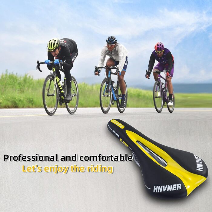 Комфортний сідло для велосипеда Cityrad Hohl Ergonomisch: ергономічне сідло для шосе, MTB, більшості велосипедів (280x140x55mm, чорний/жовтий)