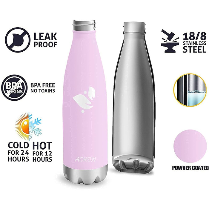 AORIN вакуумна термобутилка для води 350/500/750 мл, BPA-Free, зберігає тепло до 12 годин, холод до 24 годин, для дітей, школи, спорту, велосипеда, фітнесу, преміум-якість