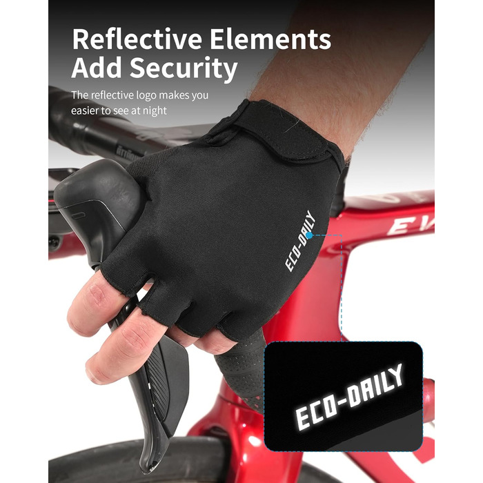 Велосипедні рукавички напівпальці для чоловіків та жінок, літні короткі велорукавички з підкладкою, дихаючі рукавички для велоспорту для гірського велосипеда та шосе, чорні, розмір L