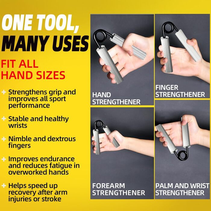 Тренування рук та зап'ястя: металевий тренажер для сили хвата (4/6 шт.)