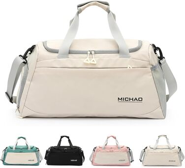 Спортивна сумка для жінок, велика, XL, 52x24x27 см, для спортзалу, подорожей, вихідних, клініки (біла)