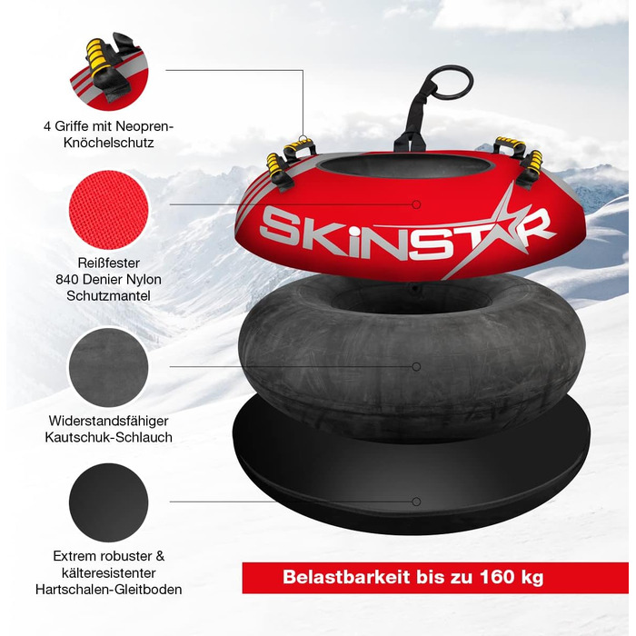 Сніговий валянок SkinStar Profi - червоний, Ø100 см - для катання на снігу