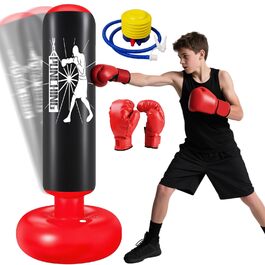 Груша боксерська дитяча Ninonly 160 см з рукавичками та насосом - стійка для боксу в приміщенні та на вулиці для хлопчиків та дівчаток