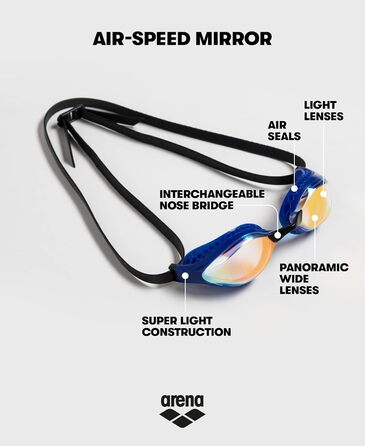 Плавальні окуляри ARENA Air-Speed Mirror для чоловіків, дзеркальні, універсальний розмір, жовто-мідно-сріблясті